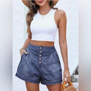 Denim Button-Up Women's Shorts